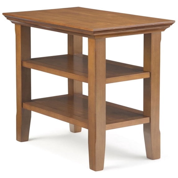 Simpli Home Acadian 14 inch Wide Solid Wood Transitional Narrow Side Table in Light Golden Brown