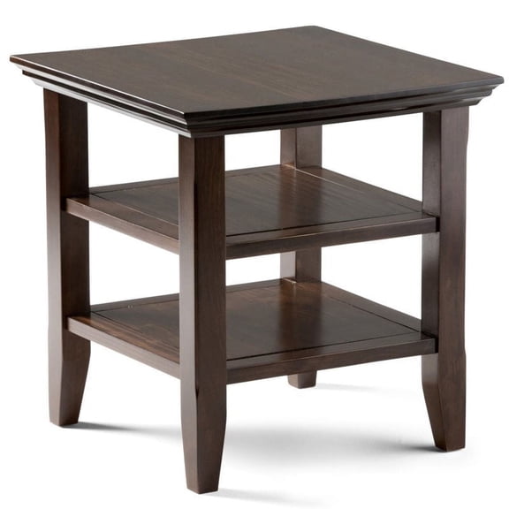 Acadian 19 inch Wide Solid Wood Transitional End Table in Brunette Brown