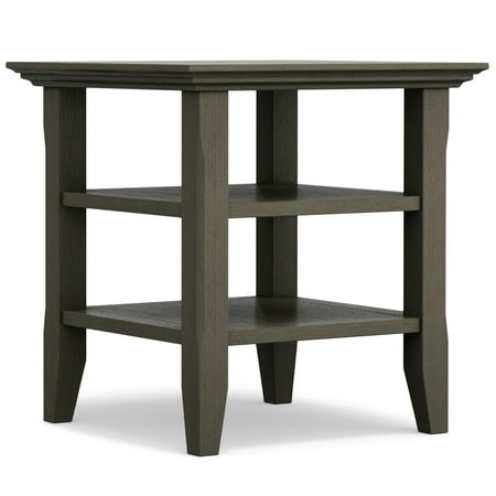 Simpli Home - Acadian SOLID WOOD 19 inch Wide Square Transitional End Table in Farmhouse Grey - Farmhouse Gray