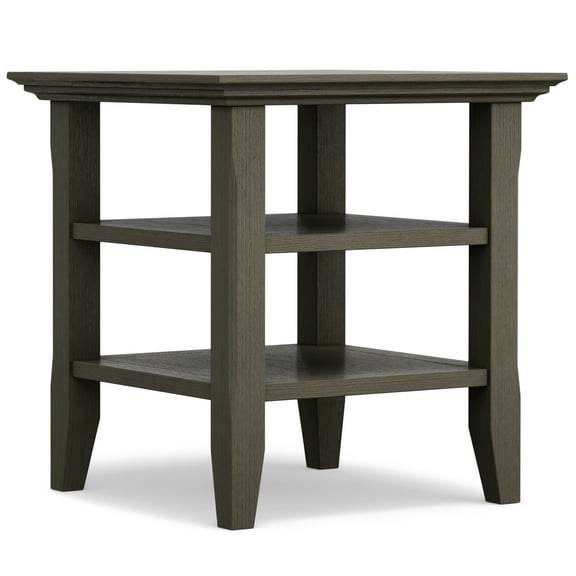 Simpli Home Acadian Wood 19" Square Transitional End Table in Farmhouse Gray