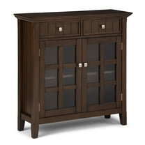 Acadian 36 inch Wide Solid Wood Entryway Storage Cabinet in Natural Aged Brown