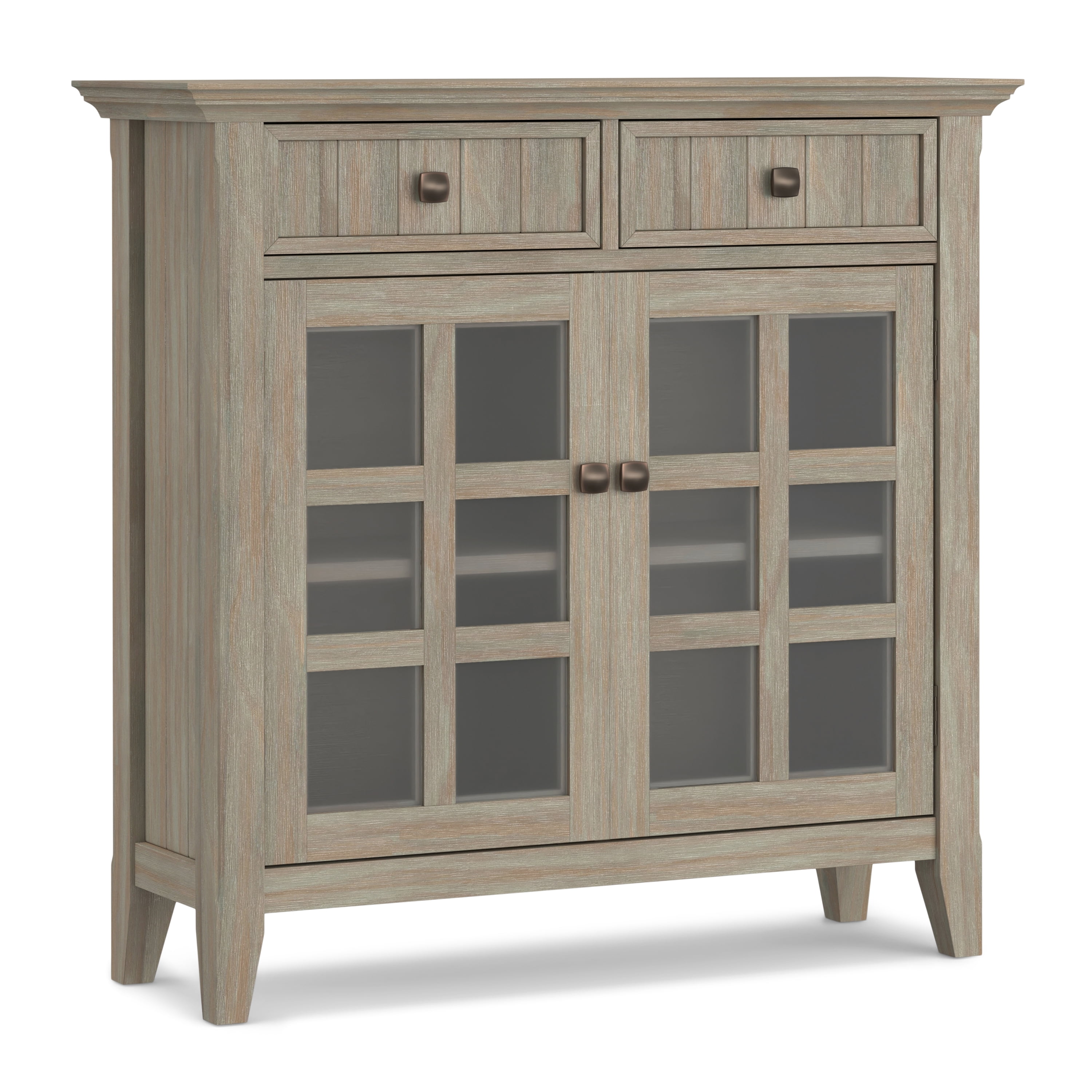 Distressed Grey Solid Wood Office Cabinet with Adjustable Shelving
