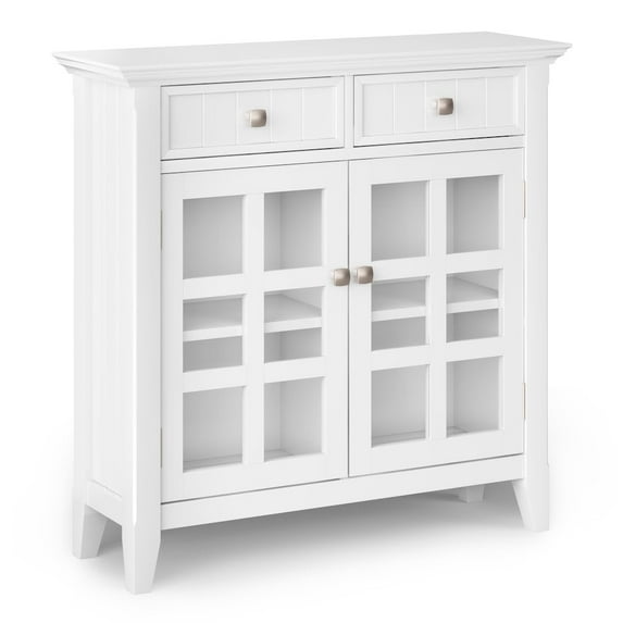 Acadian 36 inch Wide Solid Wood Transitional Entryway Storage Cabinet in White