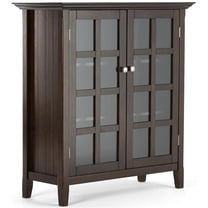 Acadian 39 inch Wide Solid Wood Transitional Storage Cabinet in Brunette Brown