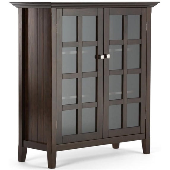 Acadian 39 inch Wide Solid Wood Transitional Storage Cabinet in Brunette Brown