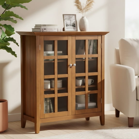 Acadian 39" WiD Solid Wood Transitional Storage Cabinet in Golden Brown