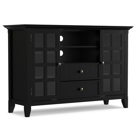 Simpli Home - Acadian SOLID WOOD 53 inch Wide Transitional TV Media Stand in Black For TVs up to 60 inches - Black
