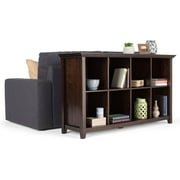 Simpli Home Acadian Wood 57" Transitional 8 Cube Sofa Table in Brunette Brown