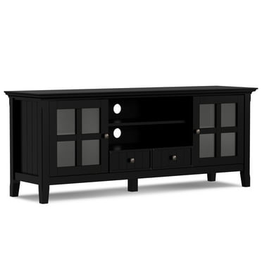 Simpli Home Acadian Wood 60" Transitional TV Media Stand in Black For TVs up to 65"