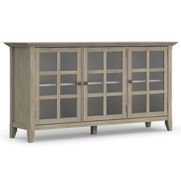 Acadian 62 inch Wide Solid Wood Wide Storage Cabinet in Distressed Grey