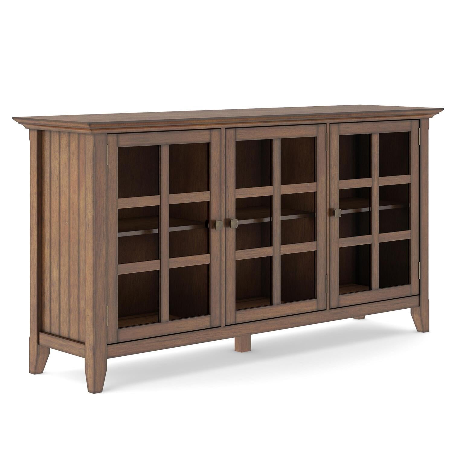 Rustic Natural Aged Brown Pine Wide Storage Cabinet