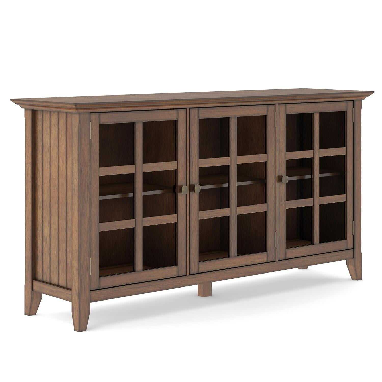 Rustic Natural Aged Brown Pine Wide Storage Cabinet