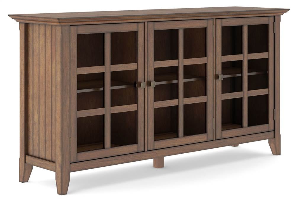 Rustic Natural Aged Brown Pine Wide Storage Cabinet