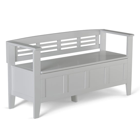 Simpli Home Adams SOLID WOOD 48 inch Wide Contemporary Entryway Storage Bench in White