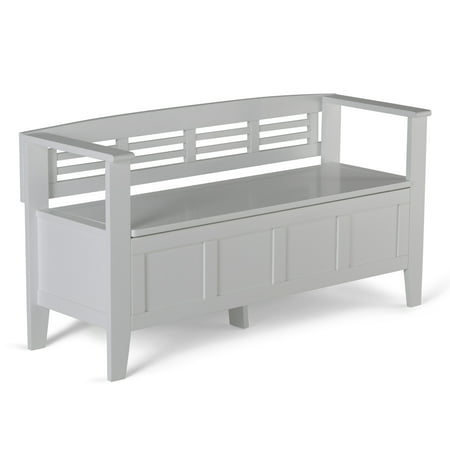Simpli Home - Adams Entryway Storage Bench With Backrest - White