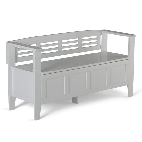 Simpli Home Adams SOLID WOOD 48 inch Wide Contemporary Entryway Storage Bench in White