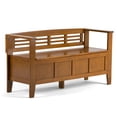 thumbnail image 1 of Simpli Home Adams 48 inch Wide Solid Wood Entryway Storage Bench in Light Avalon Brown, 1 of 11