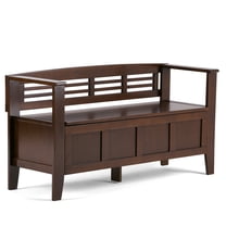 Simpli Home Adams SOLID WOOD 48 inch Wide Contemporary Entryway Storage Bench in Rustic Medium Brown