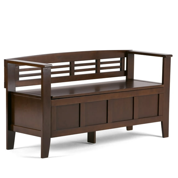 Simpli Home Adams SOLID WOOD 48 inch Wide Contemporary Entryway Storage Bench in Rustic Medium Brown