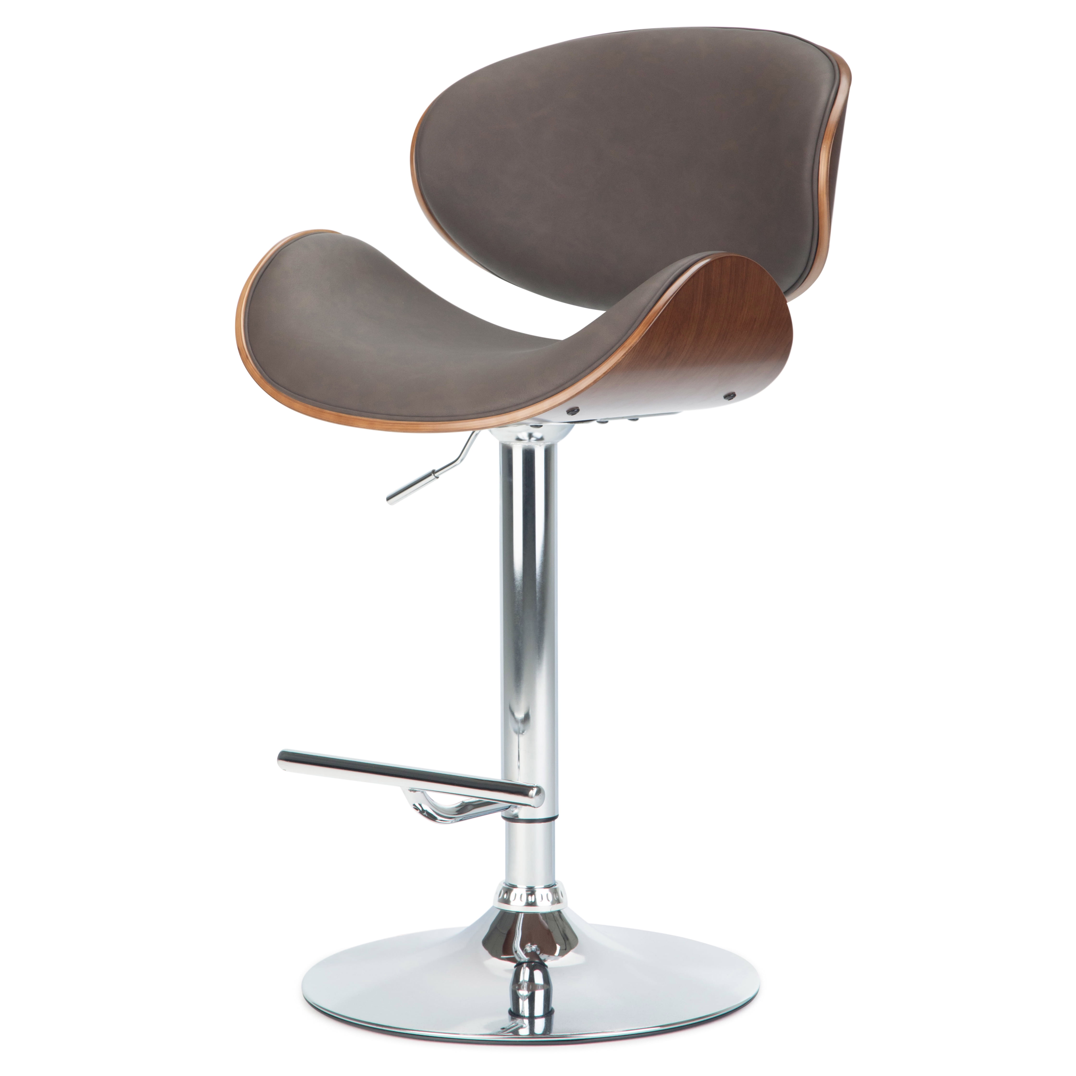 Marana Distressed Brown Faux Leather Adjustable Swivel Bar Stool