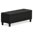 thumbnail image 1 of Afton 48 inch Wide Contemporary Rectangle Storage Ottoman Bench in Midnight Black Vegan Leather, 1 of 13