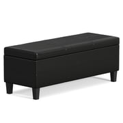 Afton 48" WD Rectangle Storage Ottoman Bench in Midnight Black Vegan Leather