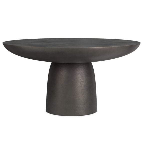 Simpli Home Alexa 30 inch Wide Contemporary Metal Round Pedestal Coffee Table in Black Nickel, Assembled