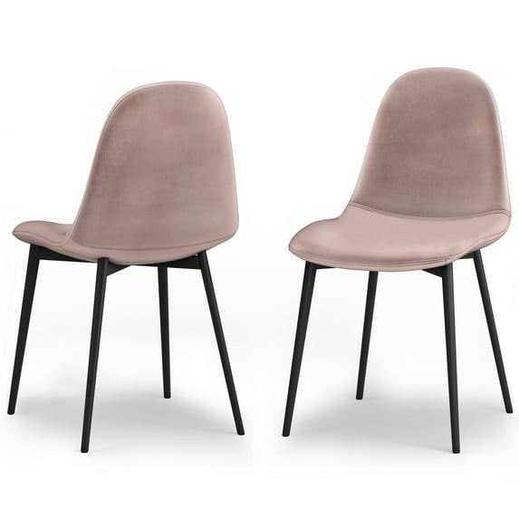 Simpli Home Alpine Mid Century Modern Dining Chair (Set of 2) in Rose Velvet Fabric
