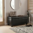 thumbnail image 1 of Simpli Home Amelia 34" Transitional Rectangle Ottoman Bench in Black Faux Leather, 1 of 14