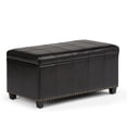 thumbnail image 1 of Amelia 33 inch Wide Storage Ottoman Bench in Midnight Black Vegan Leather, 1 of 6