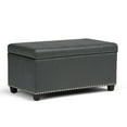 thumbnail image 1 of Amelia 33 inch Wide Storage Ottoman Bench in Stone Grey Vegan Leather, 1 of 3