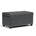 thumbnail image 1 of Amelia 33 inch Wide Transitional Storage Ottoman Bench in Stone Grey Vegan Leather, 1 of 11