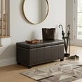 thumbnail image 1 of Simpli Home Amelia 34" Transitional Rectangle Ottoman Bench in Tanners Brown Faux Leather, 1 of 14