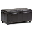 thumbnail image 1 of Simpli Home Amelia 33 inch Wide Transitional Storage Ottoman Bench in Tanners Brown Vegan Leather, 1 of 7