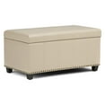 thumbnail image 1 of Amelia 33 inch Wide Storage Ottoman Bench in Satin Cream Vegan Leather, 1 of 2