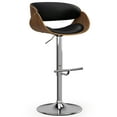 thumbnail image 1 of Simpli Home Amery Adjustable Swivel Bar Stool In Black Vegan Faux Leather, 1 of 12