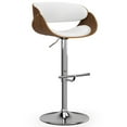 thumbnail image 1 of Simpli Home Amery Mid Century Modern Adjustable Swivel Bar Stool in White Vegan Faux Leather, 1 of 11