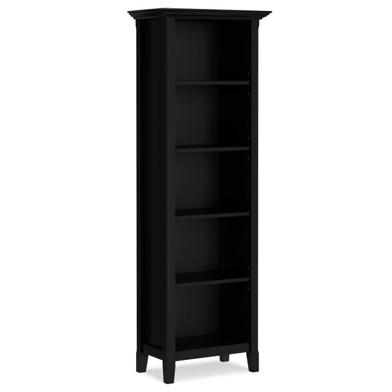 Simpli Home Amherst 24 inch Wide Solid Wood Transitional 5 Shelf Bookcase in Black