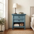 thumbnail image 1 of Simpli Home Amherst 24 inch Wide Solid Wood Transitional Bedside Table in French Blue, 1 of 10
