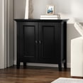 thumbnail image 1 of Simpli Home Amherst 32 inch Wide Solid Wood Transitional Low Storage Cabinet in Black, 1 of 8