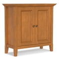 thumbnail image 1 of Simpli Home Amherst 32 inch Wide Solid Wood Transitional Low Storage Cabinet in Light Golden Brown, 1 of 11