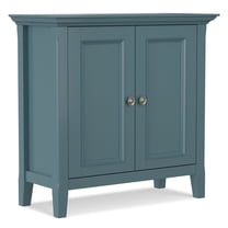 Simpli Home Amherst 32 inch Wide Transitional Low Storage Cabinet in French Blue