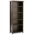 thumbnail image 1 of Simpli Home Amherst 30 inch Wide Solid Wood Transitional 5 Shelf Bookcase in Hickory Brown, 1 of 9