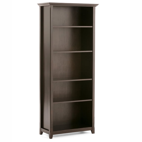 Simpli Home Amherst 30 inch Wide Solid Wood Transitional 5 Shelf Bookcase in Hickory Brown
