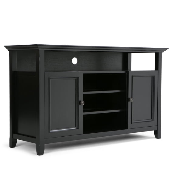 Simpli Home Amherst 54 inch Wide Solid Wood Transitional TV Stand in Black