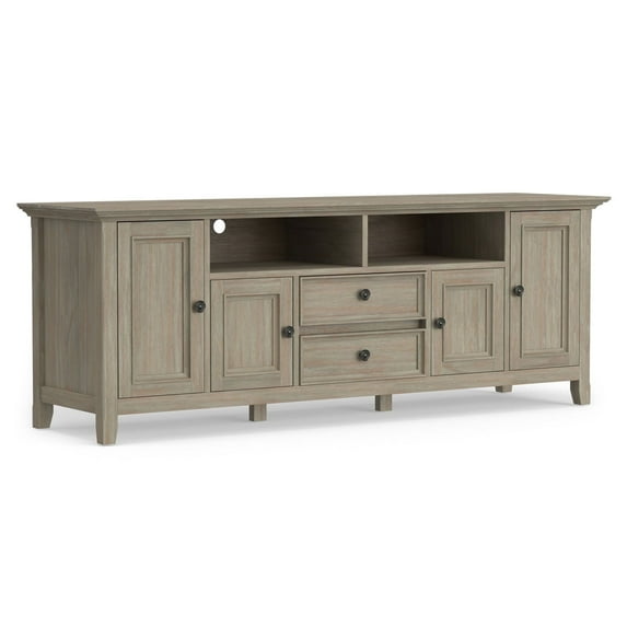 Amherst 72 inch Wide Solid Wood TV Stand in Distressed Grey For TVs up to 80 inches