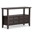 thumbnail image 1 of Simpli Home Amherst 48-inch-Wide Solid Wood Transitional Console Sofa Table in Hickory Brown, 1 of 9
