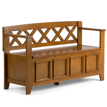 Amherst 48 inch Wide Solid Wood Transitional Entryway Bench in Light Avalon Brown
