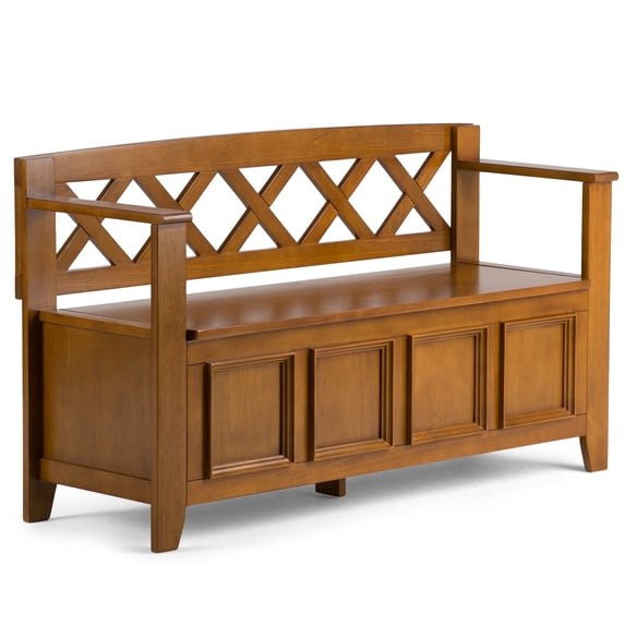 Amherst 48 inch Wide Solid Wood Transitional Entryway Bench in Light Avalon Brown