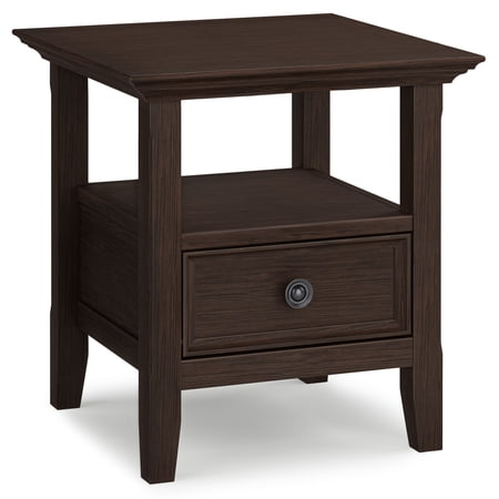 Simpli Home Amherst SOLID WOOD 19 inch Wide Square Traditional End Table in Farmhouse Brown
